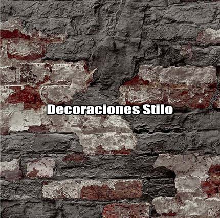 DSTRV186SH2280 - Papel Pintado Imitaciones Rojo, Beige y Gris Ladrillo
