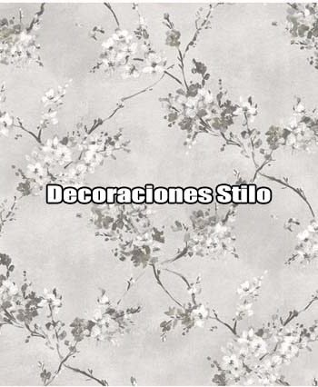 DSVAL172L05 - Papel Pintado Flores Beige, Blanco, Marron y Gris