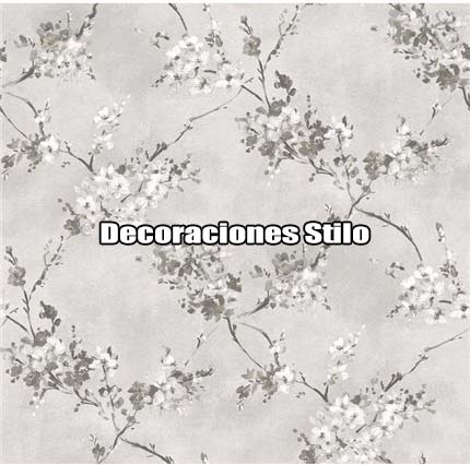 DSVAL172L05 - Papel Pintado Flores Beige, Blanco, Marron y Gris