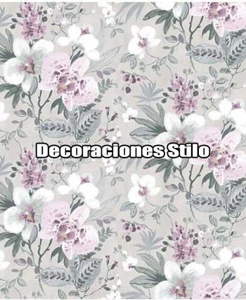 DSVAL172L12 - Papel Pintado Flores Rosa, Blanco, Verde y Beige