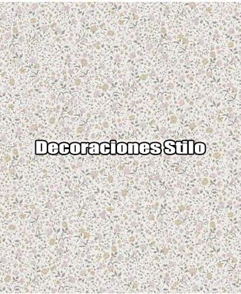 DSVAL172L22 - Papel Pintado Flores Rosa, Beige, Gris y Blanco