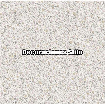 DSVAL172L22 - Papel Pintado Flores Rosa, Beige, Gris y Blanco