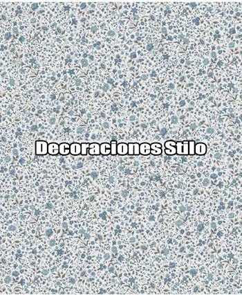 DSVAL172L23 - Papel Pintado Flores Azul, Gris, Beige y Blanco