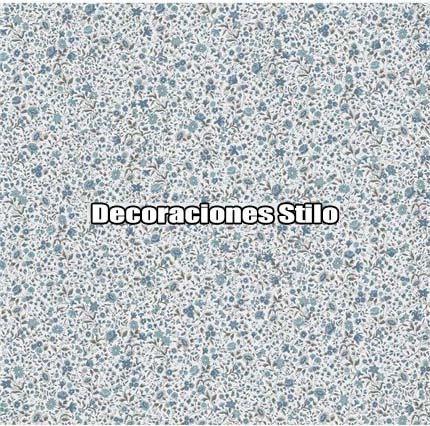 DSVAL172L23 - Papel Pintado Flores Azul, Gris, Beige y Blanco