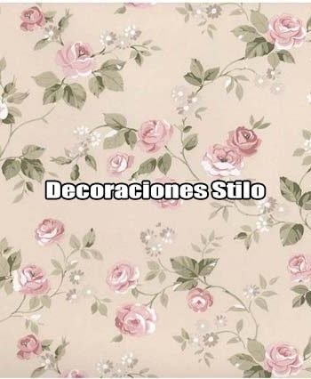 DSVAL172L31 - Papel Pintado Flores Rosa, Verde, Blanco y Beige