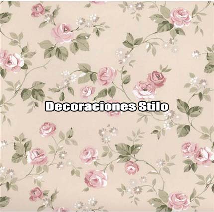 DSVAL172L31 - Papel Pintado Flores Rosa, Verde, Blanco y Beige
