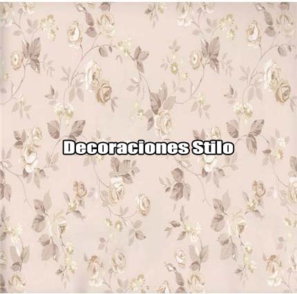 DSVAL172L32 - Papel Pintado Flores Beige y Blanco