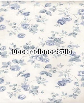 DSVAL172L35 - Papel Pintado Flores Azul, Gris y Blanco
