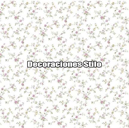 DSVAL172L43 - Papel Pintado Flores Rosa, Verde, Amarillo y Blanco