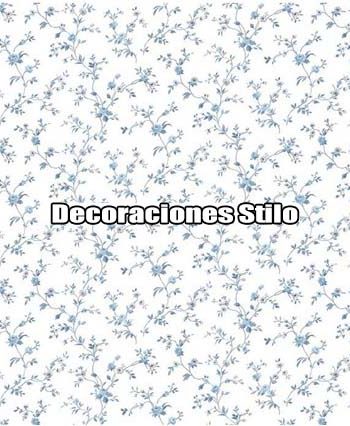 DSVAL172L44 - Papel Pintado Flores Azul, Gris y Blanco