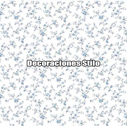 DSVAL172L44 - Papel Pintado Flores Azul, Gris y Blanco
