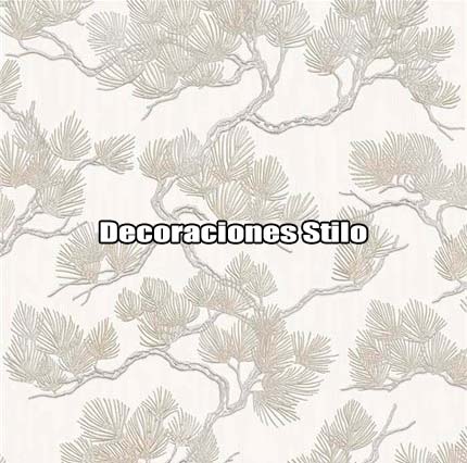 DSWAF121L011 - Papel Pintado Ramas Plateado, Dorado y Gris