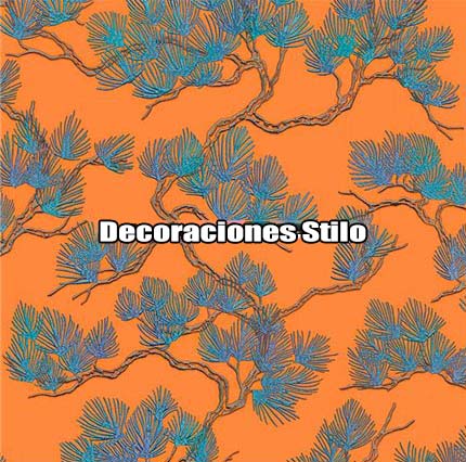 DSWAF121L016 - Papel Pintado Ramas Dorado, Morado y Naranja