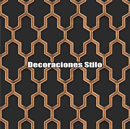 DSWAF121L025 - Papel Pintado Geométrico Metalizado y Negro