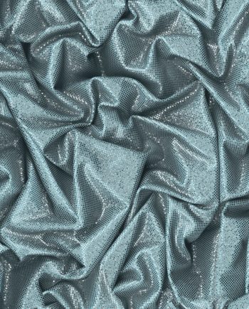 Papel pintado efecto tela arrugada azul grisáceo con destellos metálicos